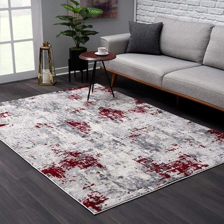 Palacedesigns 5 x 8 ft. Modern Abstract Area Rug - Red & Gray PA3089458